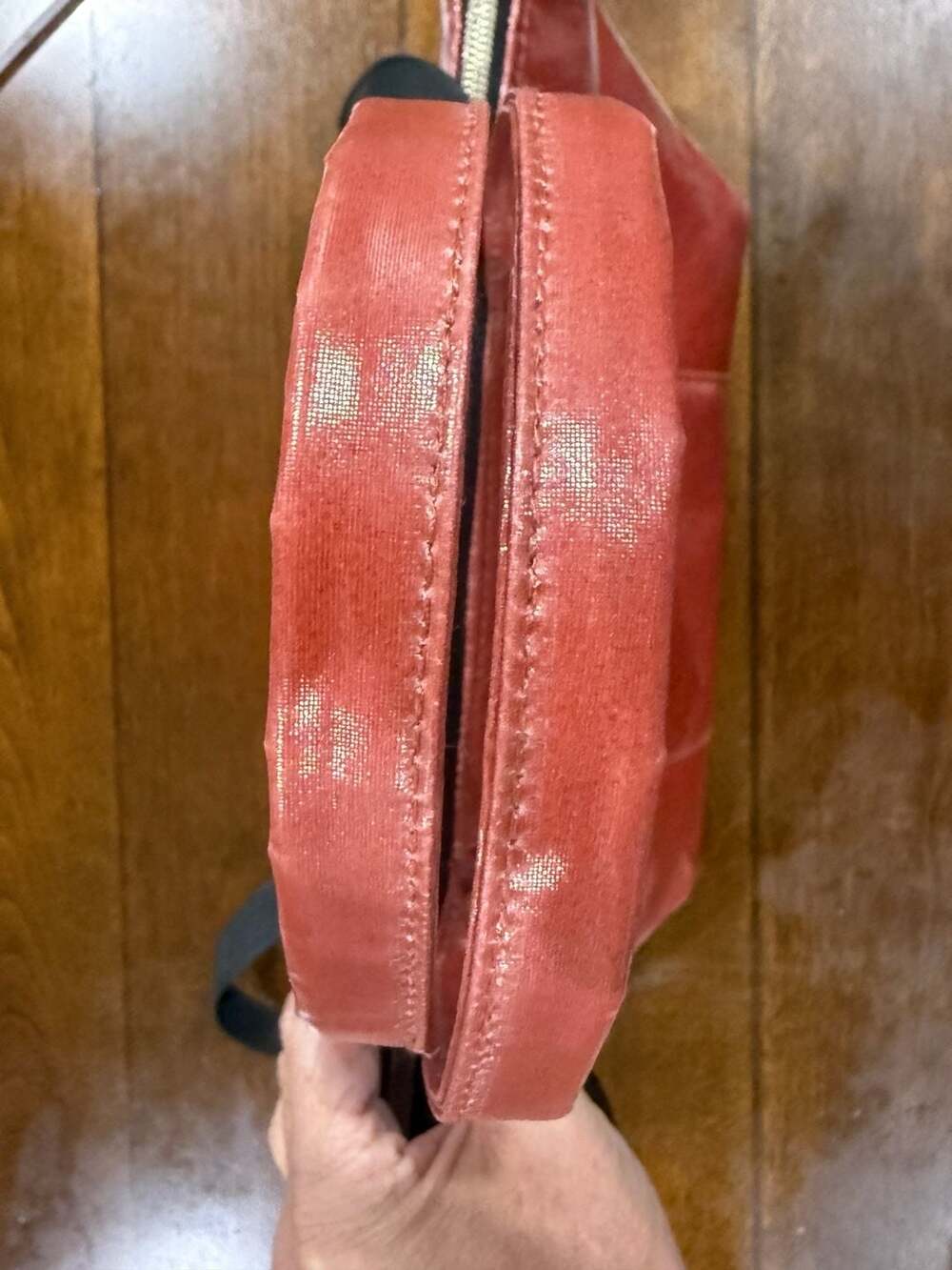 Smateria Red Crossbody Tote Bag Recycled Nylon Vegan Shoulder Bag Fair Trade - Picture 7 of 11